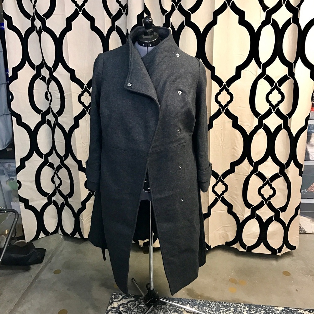 Womens Black Wool-Blend Long Coat - Classic Tailored Outerwear
